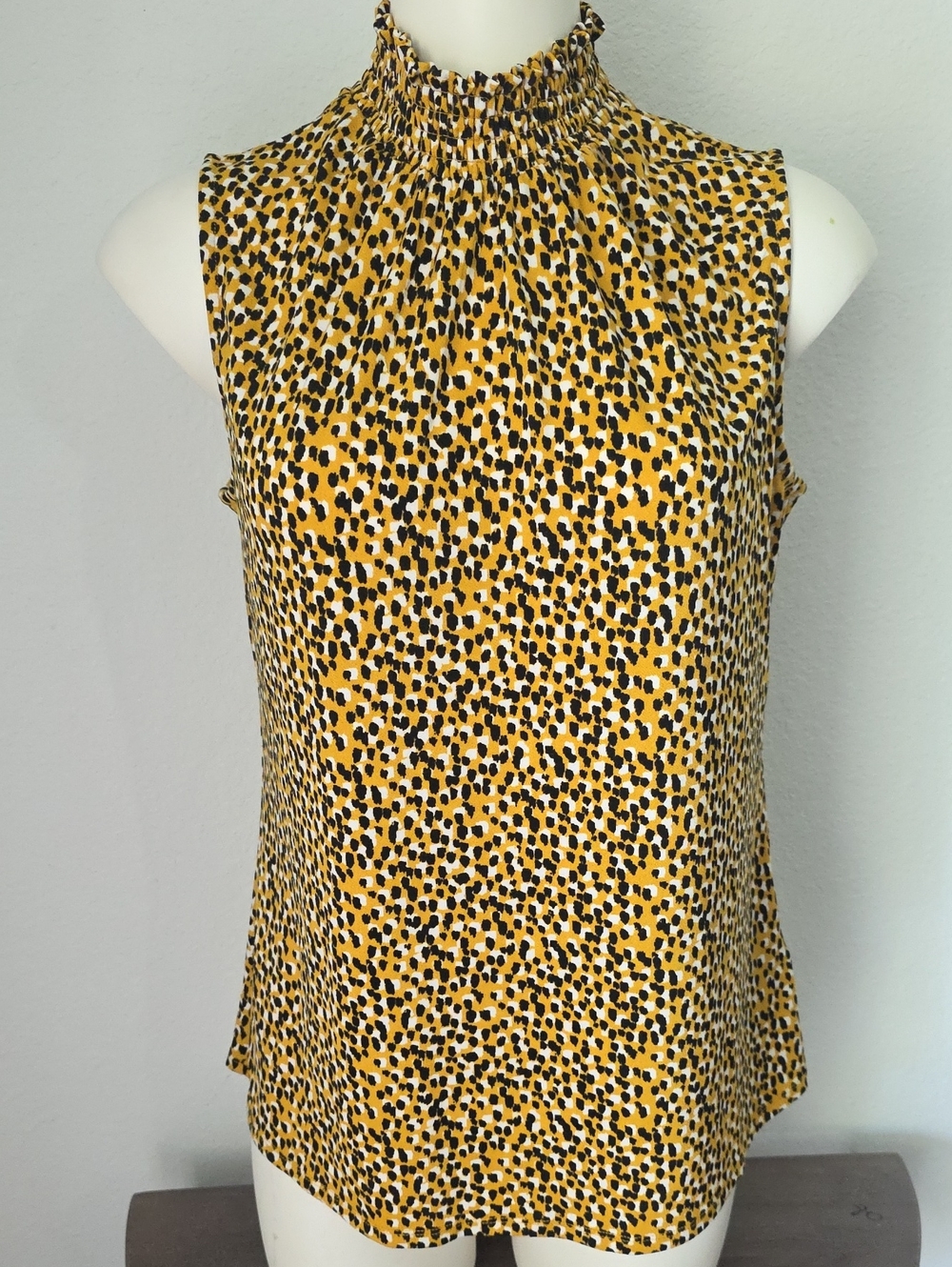 Adrianna Papell Smocked Neck Sleeveless Blouse